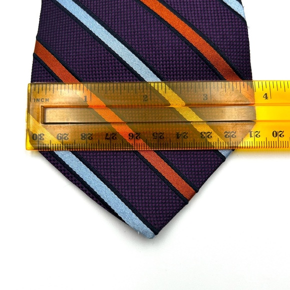 Jos. A. Bank Signature Collection Silk Repp Tie Purple Blue Dk Orange Stripes - Picture 11 of 11
